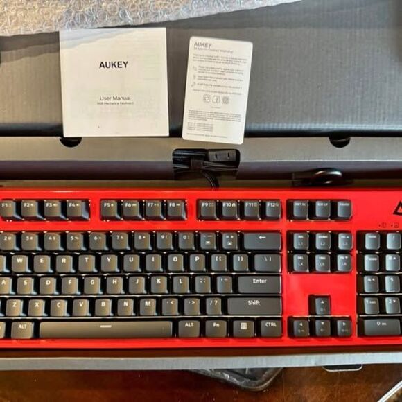 Aukey KM-G18 RGB Mechanical Gaming Wired Keyboard with Red Switches & 104 Keys - Picture 1 of 10